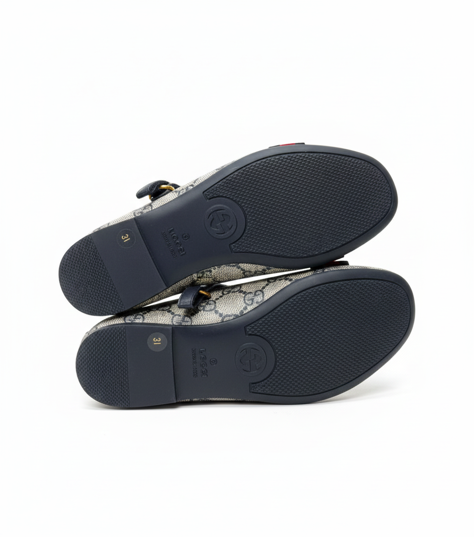 Girl’s Gucci GG Logo Ballerina Shoes — Beige/Ebony (Pre-Owned)