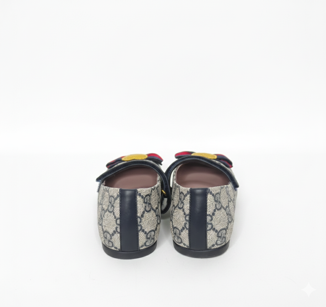 Girl’s Gucci GG Logo Ballerina Shoes — Beige/Ebony (Pre-Owned)