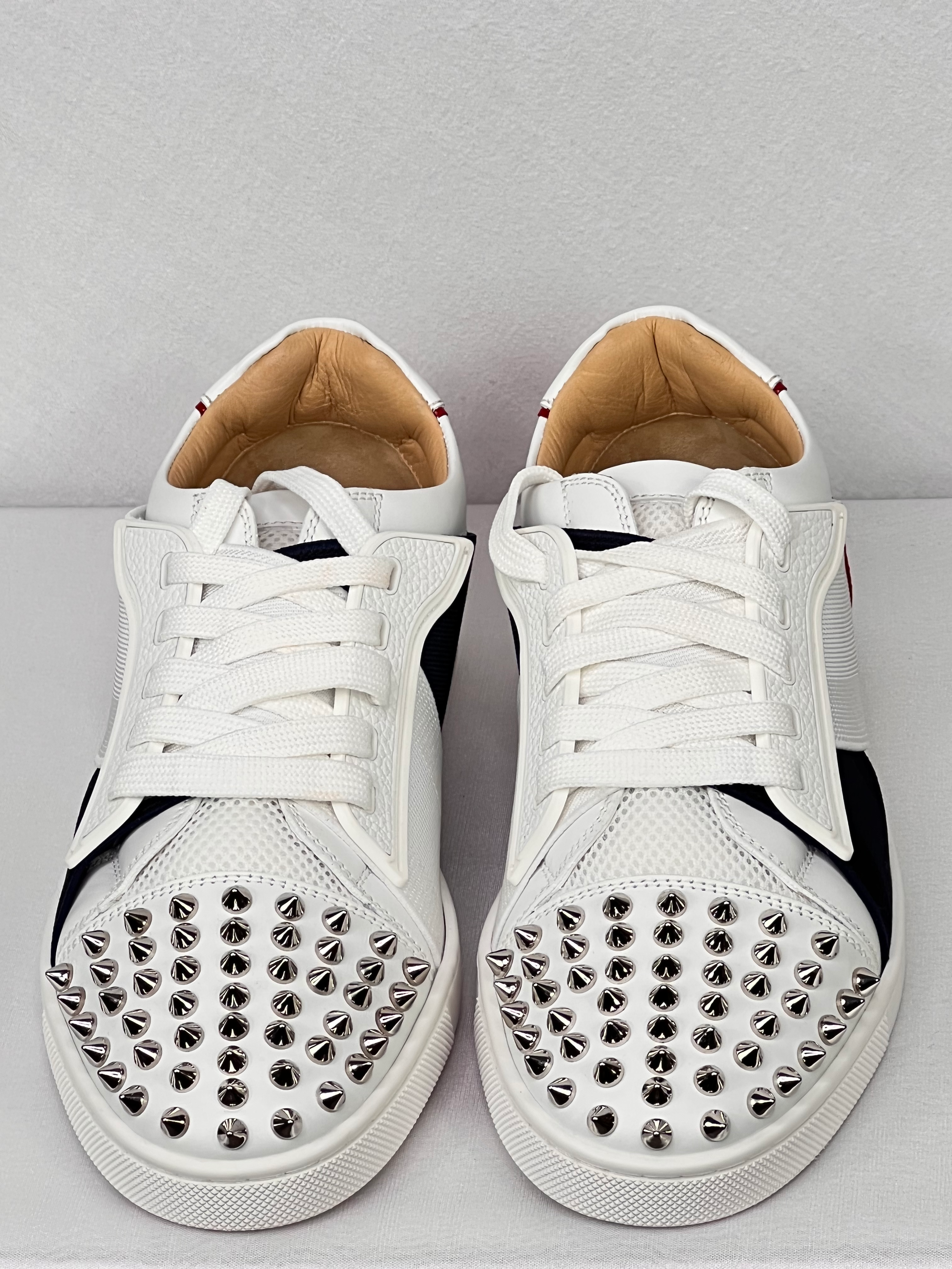 Christian Louboutin White Spike Low-Top Sneakers | Pre-Owned 37
