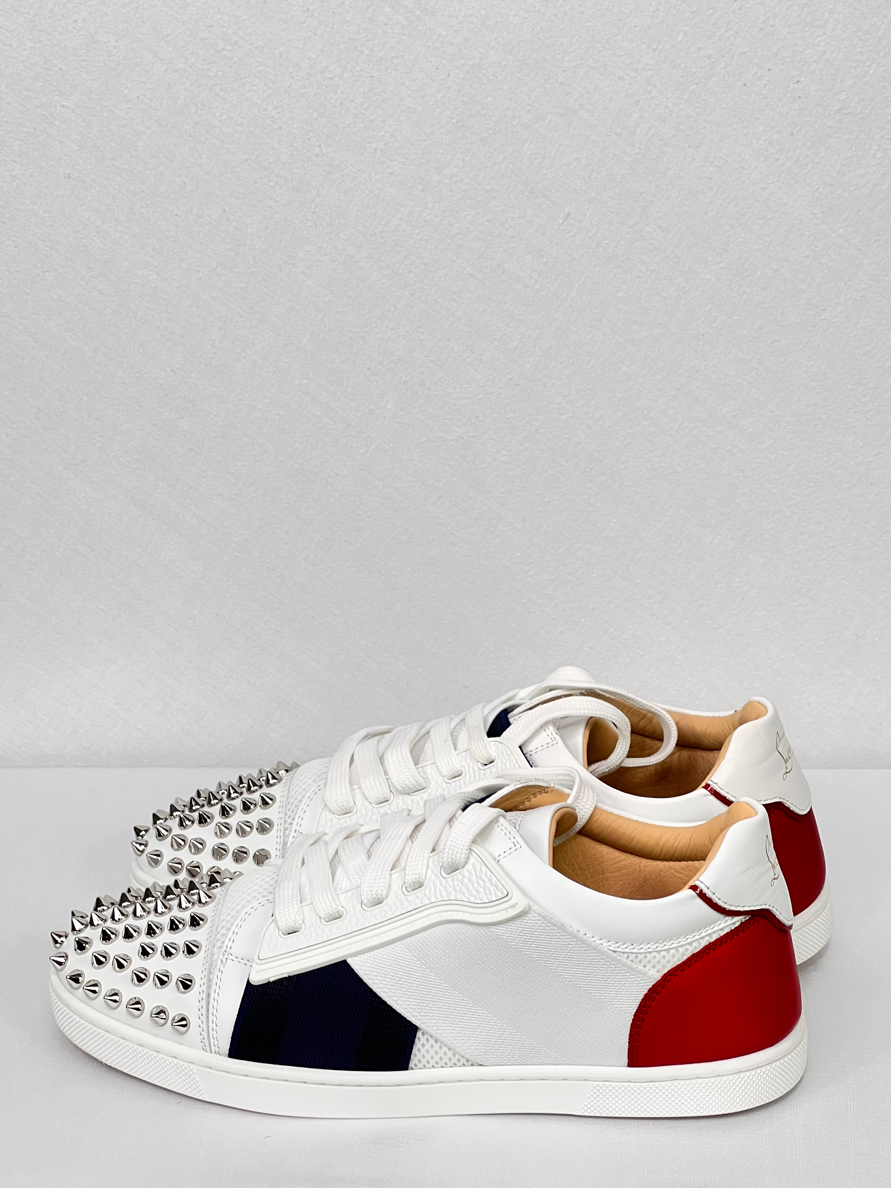 Christian Louboutin White Spike Low-Top Sneakers | Pre-Owned 37