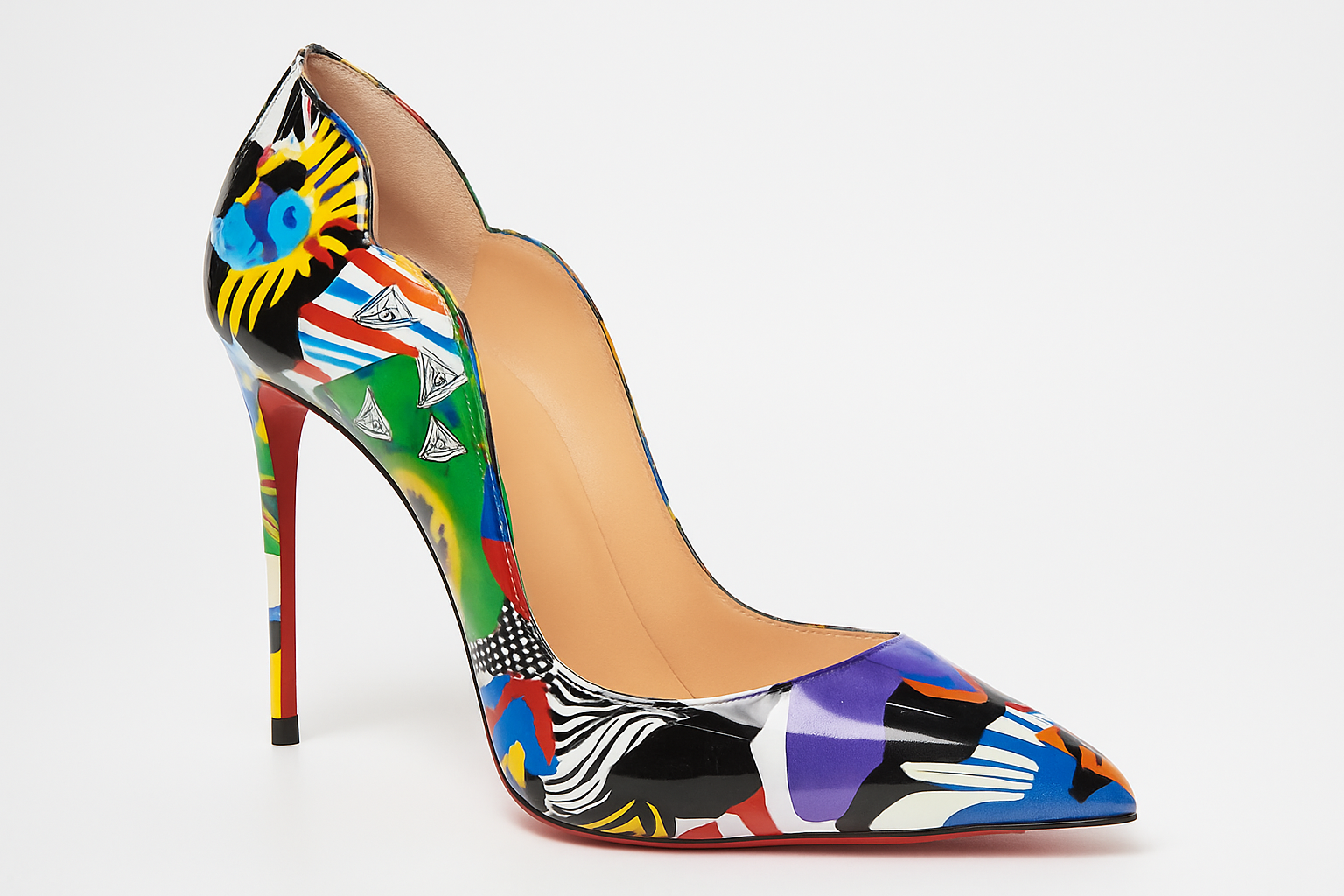 Brand new Christian Louboutin Hot Chick 100 multicolour patent pumps, size 4, never worn.